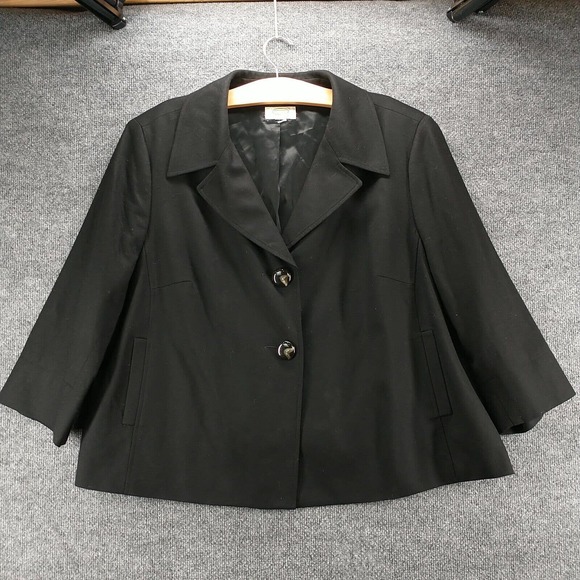 Talbots Women's Blazer Jacket Black Actual 52x25.5 Stretch Wool Blend 2-Button - Picture 2 of 14